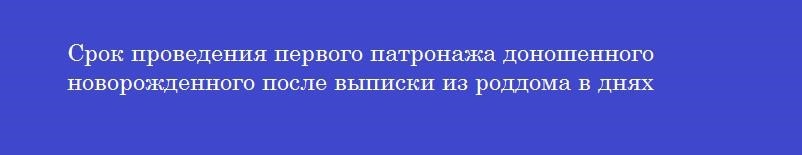 Срок проведения первого патронажа доношенного новорожденного после выписки из роддома в днях