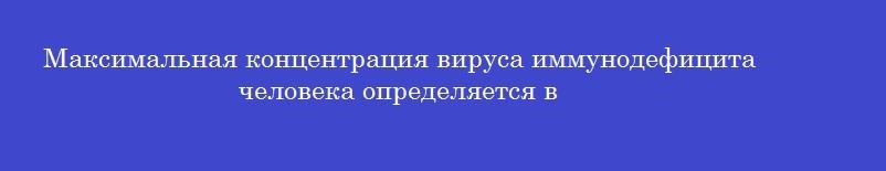 Максимальная концентрация вируса иммунодефицита человека определяется в