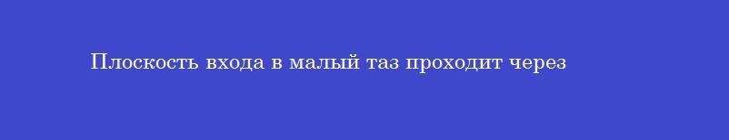 Плоскость входа в малый таз проходит через Плоскость входа в малый таз проходит через