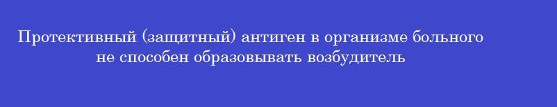 Протективный (защитный) антиген в организме больного не способен образовывать возбудитель