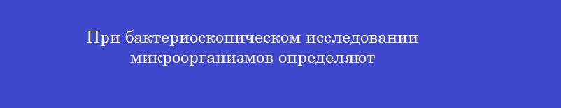 При бактериоскопическом исследовании микроорганизмов определяют При бактериоскопическом исследовании микроорганизмов определяют