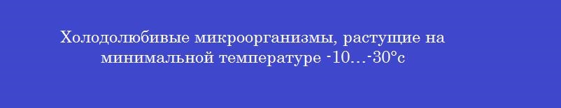 Холодолюбивые микроорганизмы, растущие на минимальной температуре -10…-30°с