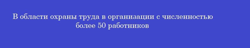 В области охраны труда в организации с численностью более 50 работников