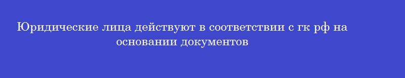 Юридические лица действуют в соответствии с гк рф на основании документов
