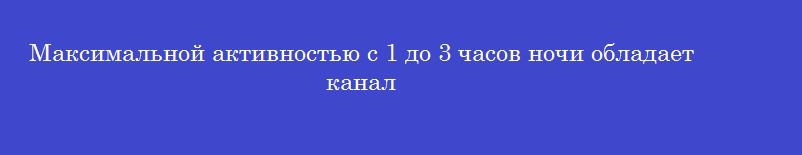 Максимальной активностью с 1 до 3 часов ночи обладает канал