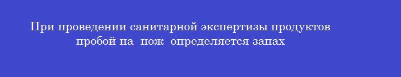 При проведении санитарной экспертизы продуктов пробой на  нож  определяется запах