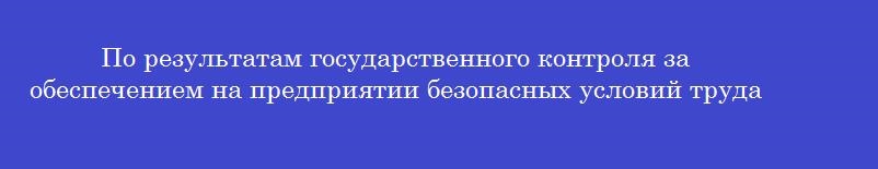 По результатам государственного контроля за обеспечением на предприятии безопасных условий труда По результатам государственного контроля за обеспечением на предприятии безопасных условий труда